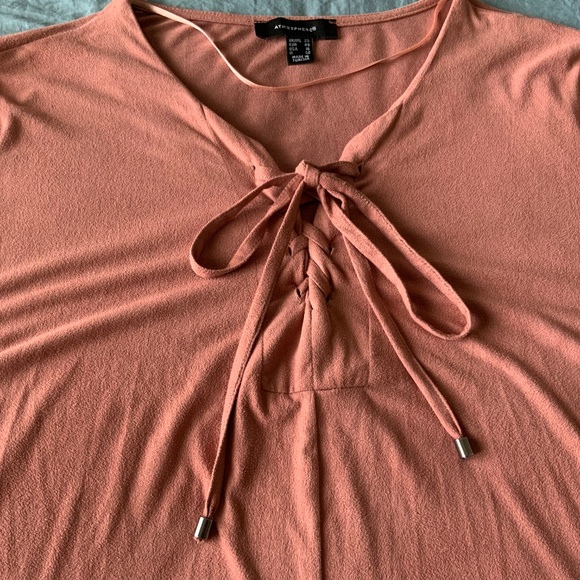 Women’s Atmosphere Peach Pink Comfy Stretch Short Sleeve Mini Dress Size US 16 - Picture 3 of 9